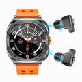 Flagship silicone black & orange - dual call headphones & smartwatch