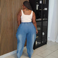 European and american style high-waisted jeans -  cross-border women's fashion streetwear casual loose harem wide-leg lantern pants