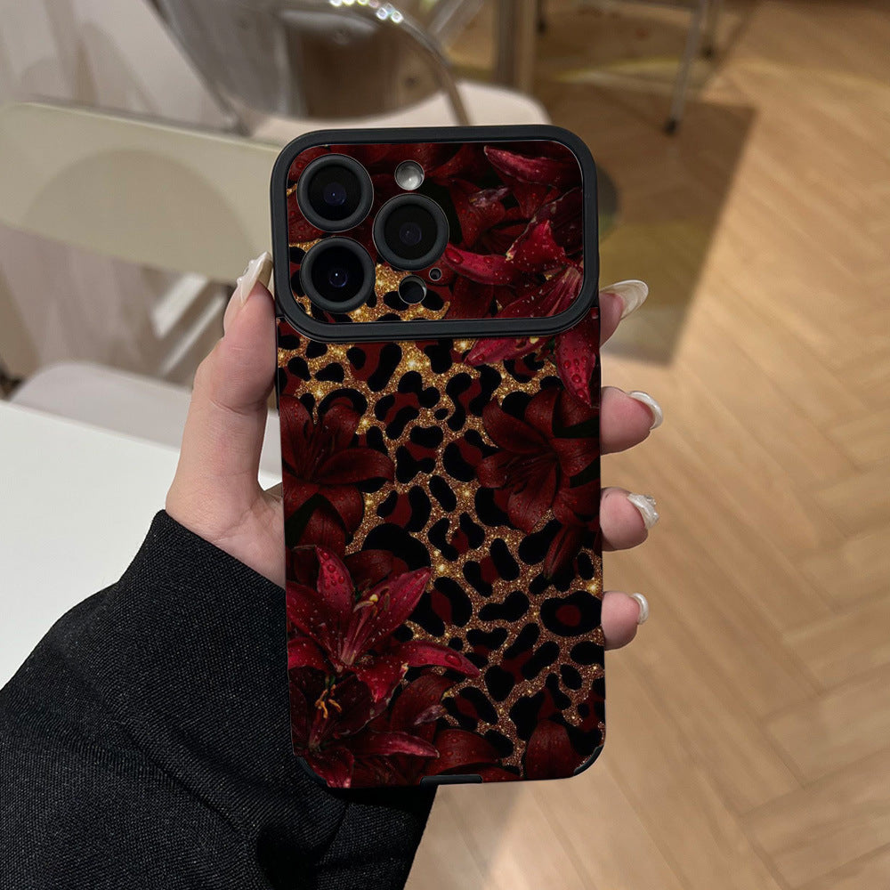 Red flower gold leopard print soft shell suitable for apple 17promax mobile phone case iphone16 whale jellyfish turtle wholesale