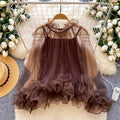 early spring new chiffon blouse - french chic, elegant, ruched lace trim, layering camisole top, two-piece set for women