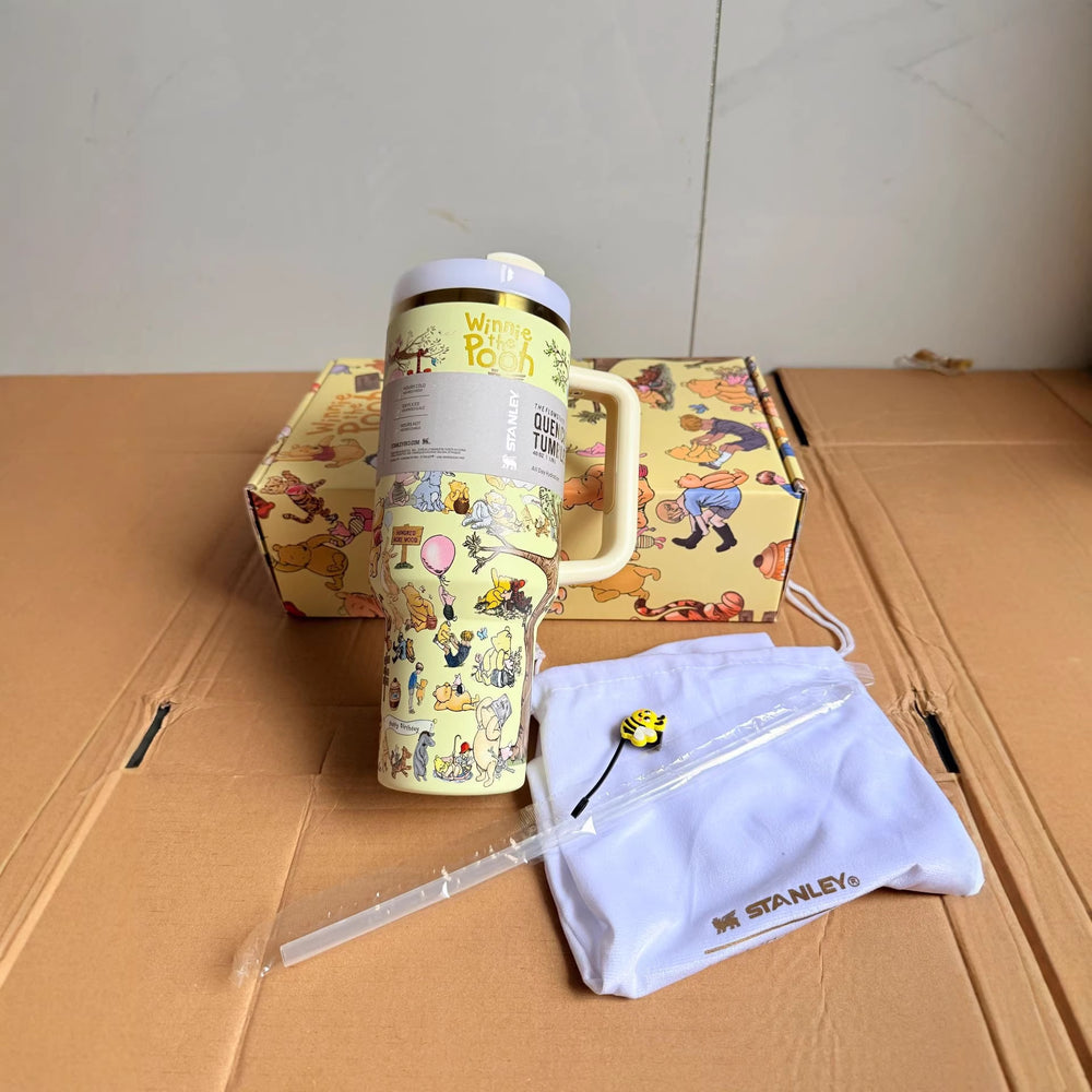bestseller: winnie the pooh stanley collaboration stainless steel insulated tumbler - perfect for outdoor adventures!