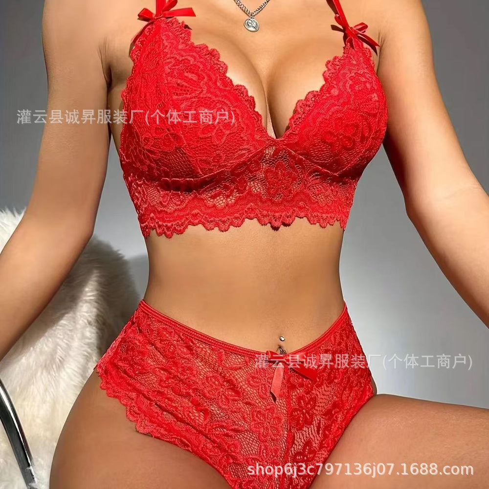 European and american cross-border sexy lingerie set - multicolor plus size bra and panty two-piece set - sexy lace erotic lingerie set