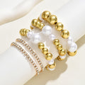 Wholesale full diamond imitation pearl bracelet - european & american cross-border retro irregular jewelry - women's elastic adjustable minimalist bracelet