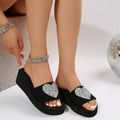 Beach slippers women's wedge heel thick sole one-line slippers women's summer fashionoutwearplatform shoeseasiest for match peach heart high heel sandals for women
