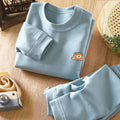 Kids' boneless fleece-lined turtleneck thermal underwear set - new autumn collection for boys and girls - striped, extra thick, warm innerwear set
