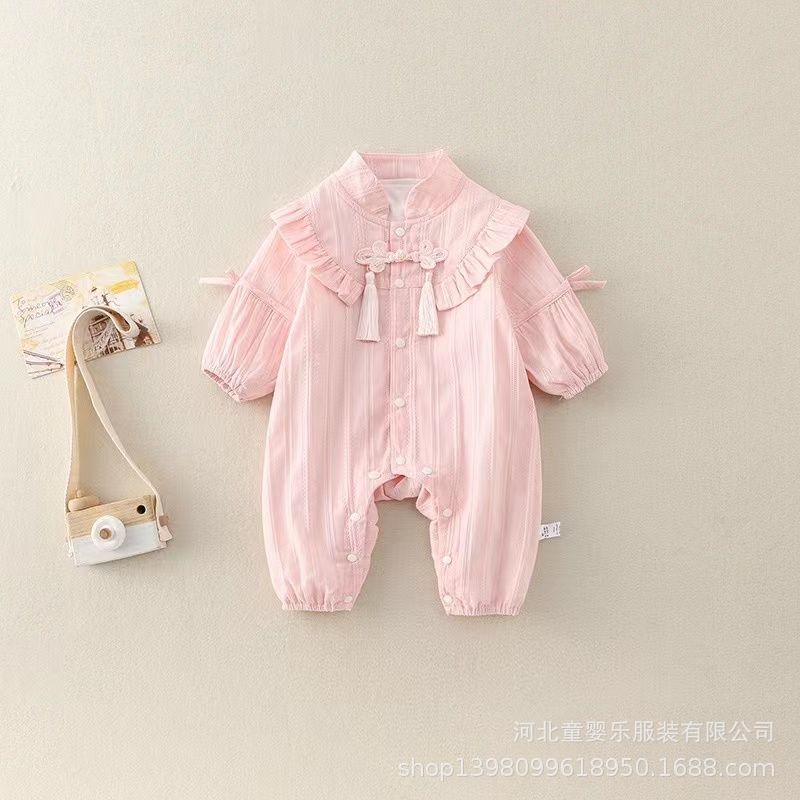 Baby clothes spring & fall chinese style 100-day one-piece baby girl full-month suit new chinoiserie ha shirt long sleeves climbing suit