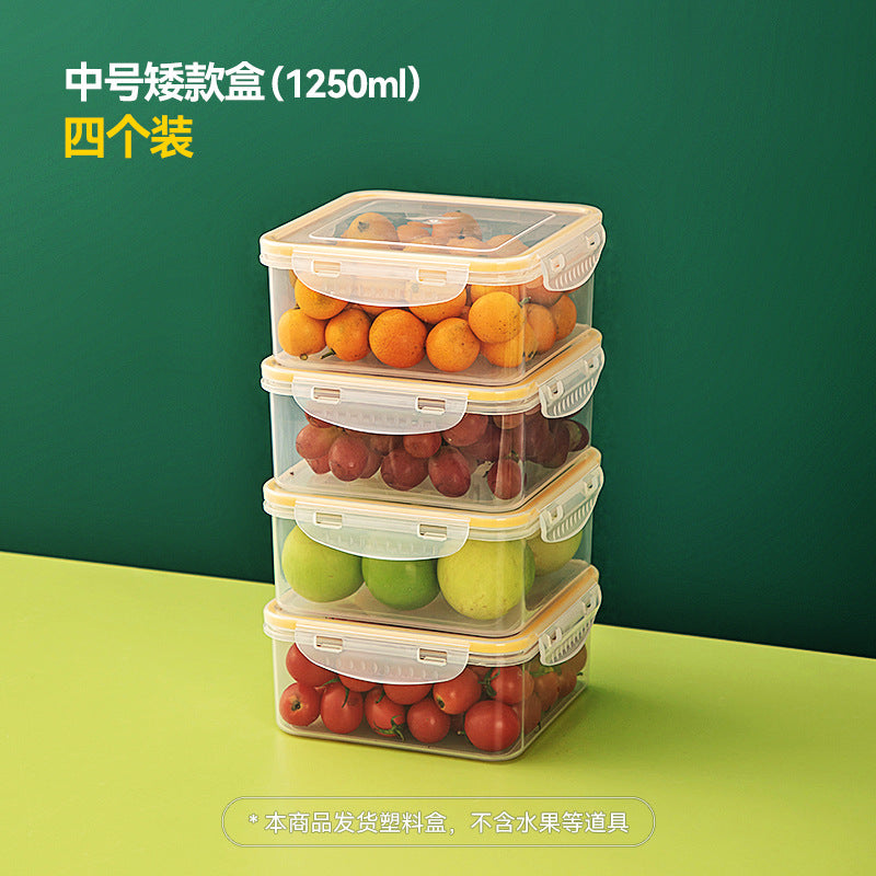 Kitchen finishing dustproof storage box with lid transparent refrigerator storage box food grade plastic food crisper