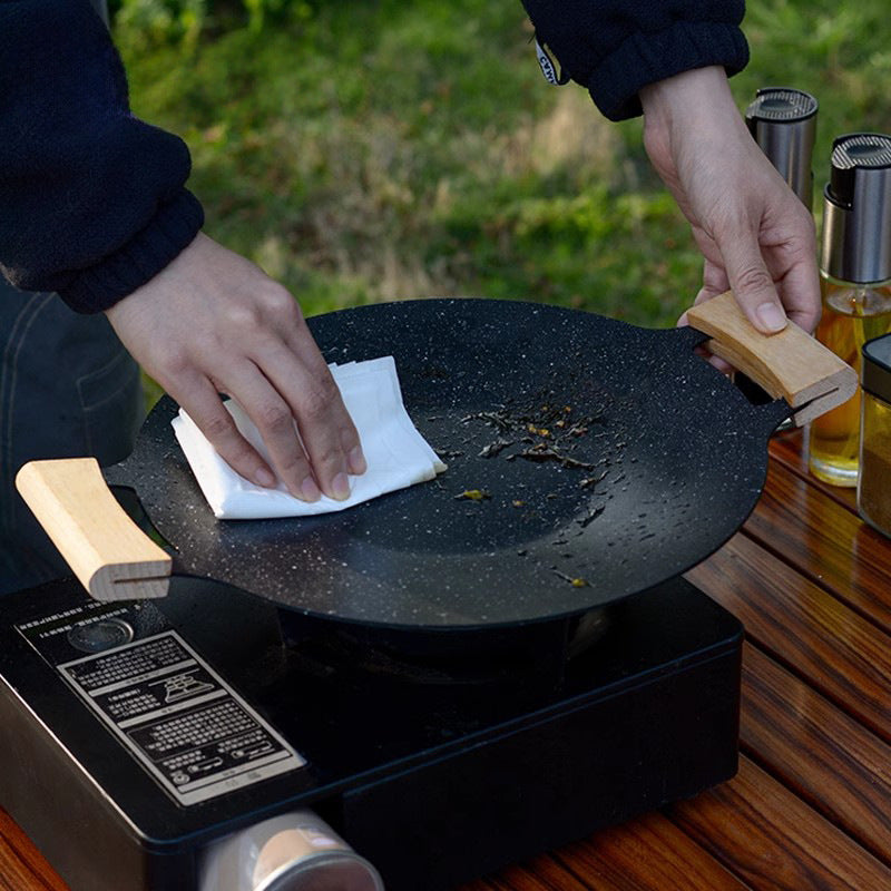 medical stone double-ear baking dish outdoor camping style portable barbecue plate korean style commercial barbecue plate wholesale