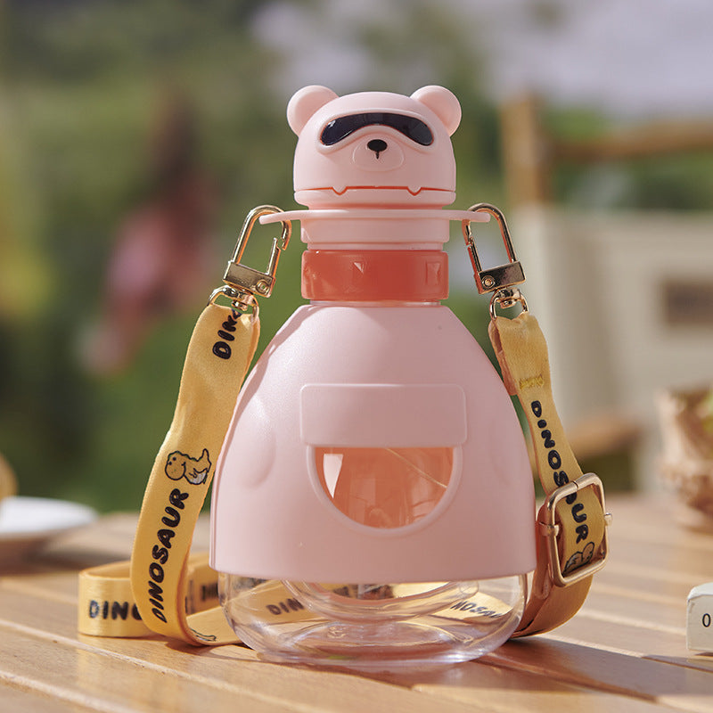 Children's water cup, baby learning to drink silicone straw cup, portable drinking kettle for going out, mineral water straw cover, anti-choking