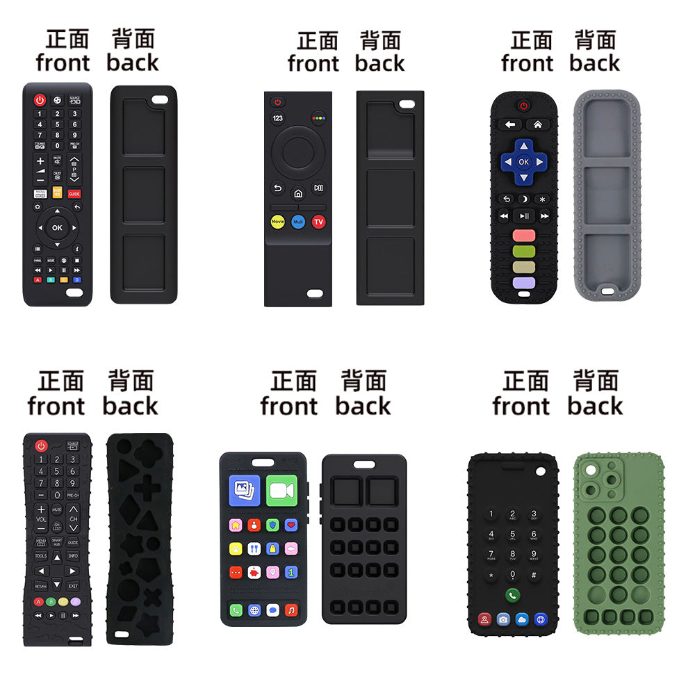 Cross-border silicone toothpaste baby food grade remote control toothpaste baby biting glue teething period molar stick toothpaste toy