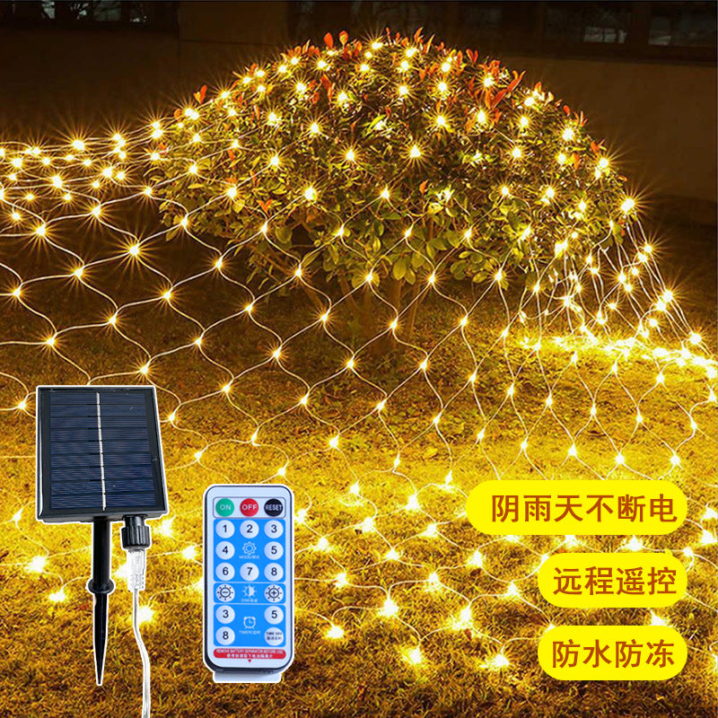 Cross-border LED fishing net light string Outdoor waterproof landscape lighting Wedding arrangement Solar led fishing net light string