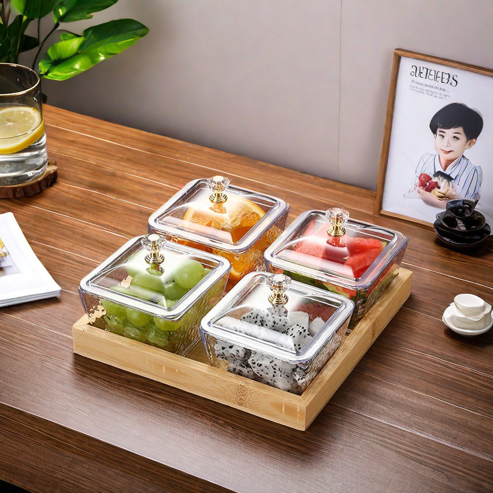 Fruit platter bar ktv snack platter acrylic snack plate melon seed plate divided grids dried fruit plate suit restaurant commercial