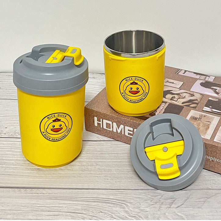Factory direct sales 304 stainless steel puppy coffee cup portable car water cup yellow duck cup gift