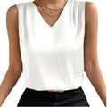 fashion cross-border women's satin satin suit sleeveless elegant commuter vest bottomtops
