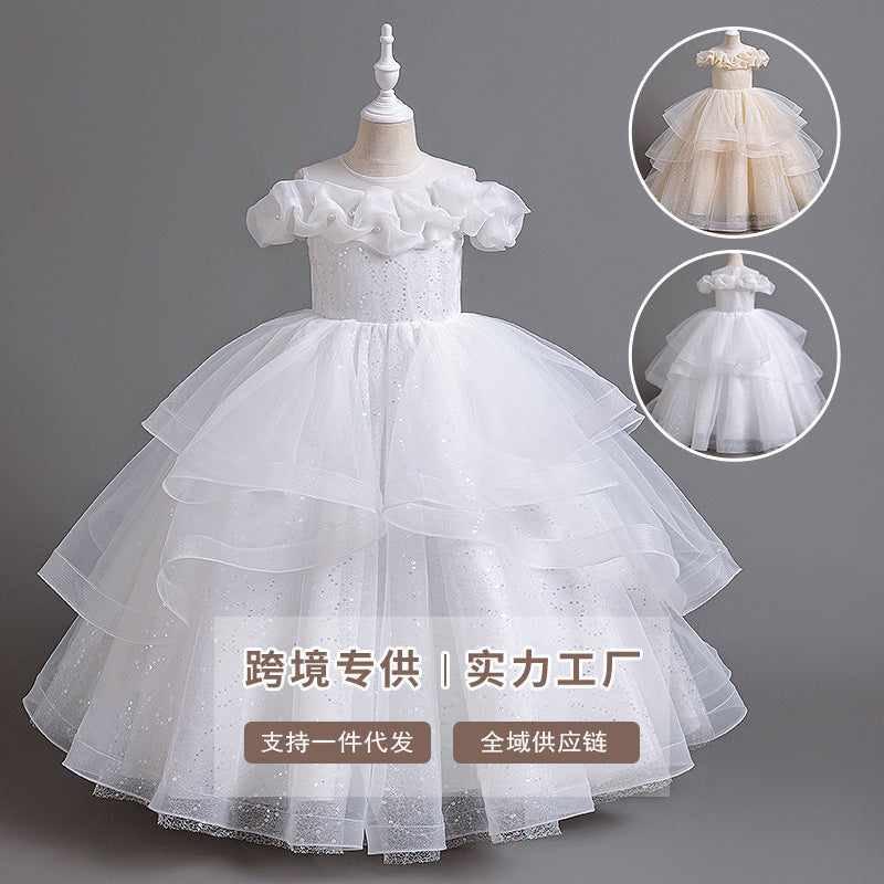Yimingzhi performance piano kids birthday dress children's dress first birthday princess dress cross-border exclusive
