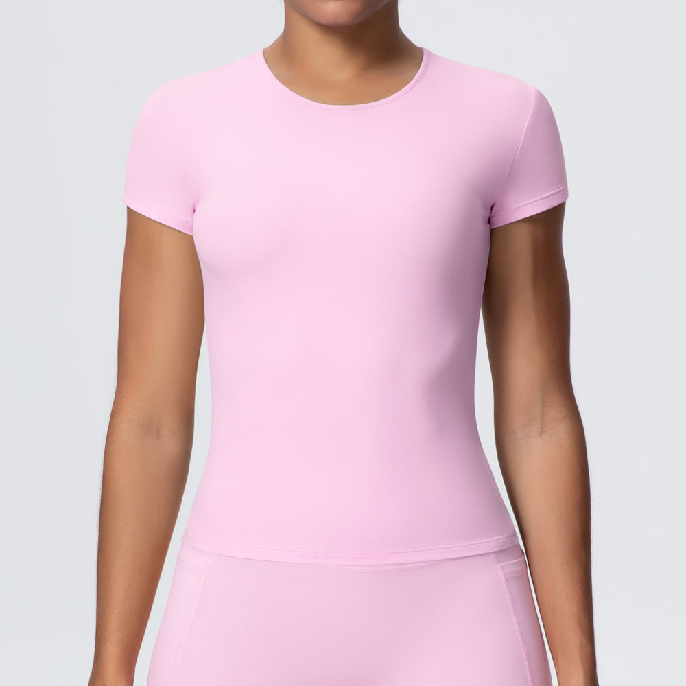 New arrivalcasual sports short-sleeved waist slimming look breathable yoga t-shirt running training naked fitness tops