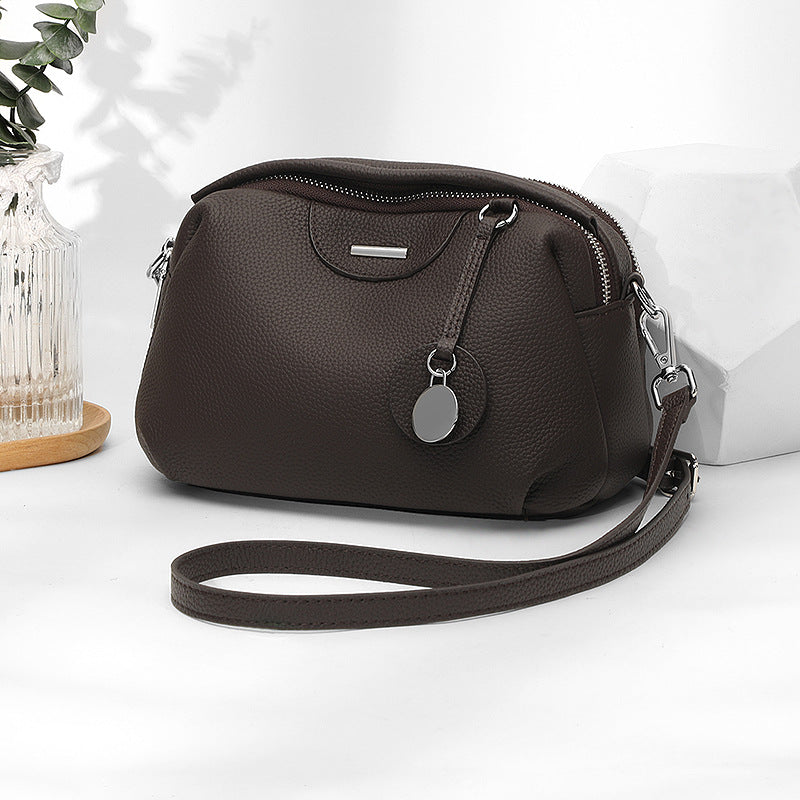 Genuine leather women's shoulder bag 2025 new trendy cowhide fashionable versatile mother bag large capacity simple messenger bag women