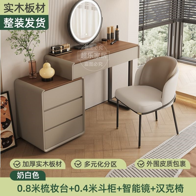 Vanity table bedroom casual walnut color chest of drawers vanity table all-in-one small makeup table retractable makeup table