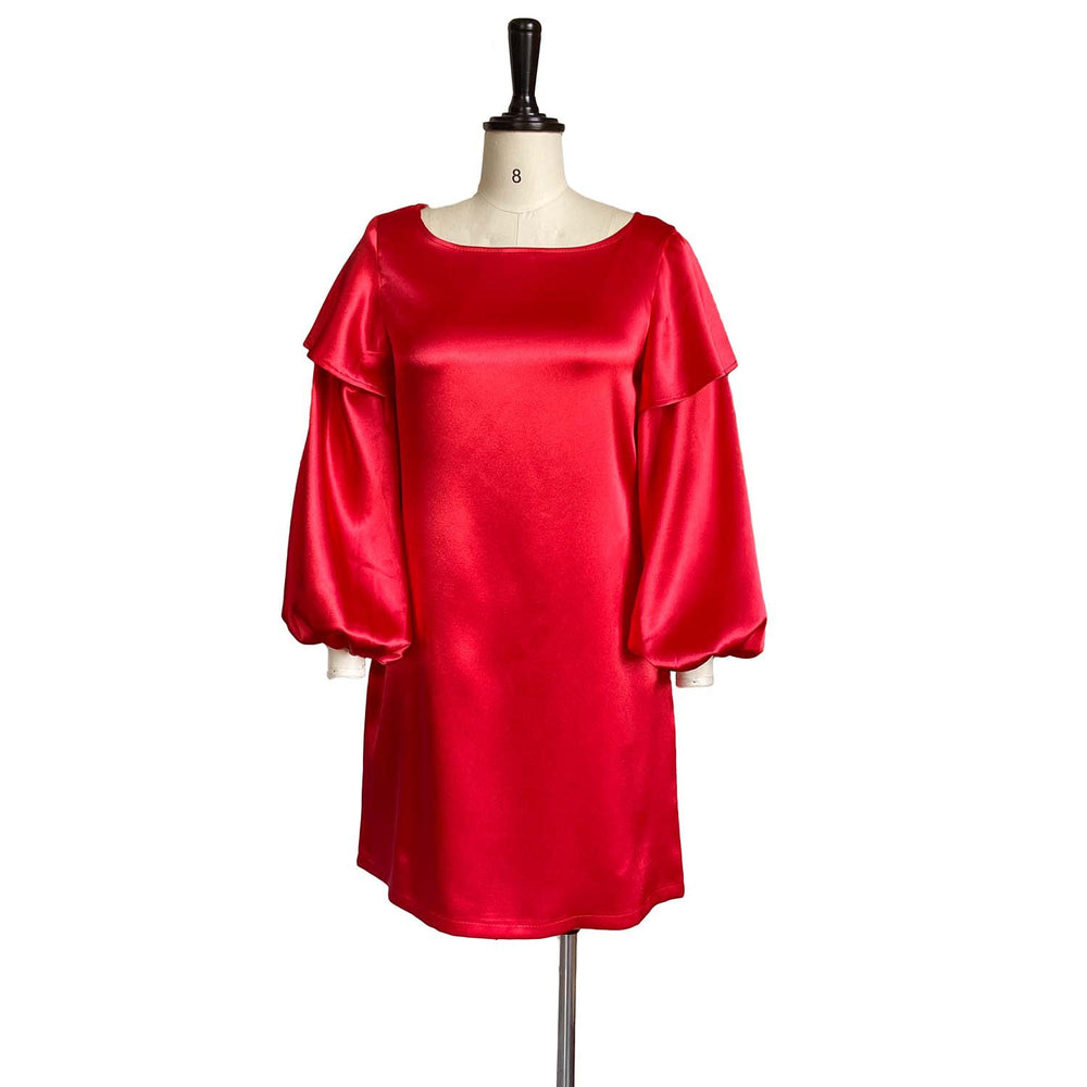 D3075 independent station  cross-border spring/summer new arrival solid color puff sleeve loose casual plus size european and american style dress