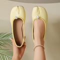 Wholesale women's plus size soft sole split-toe flats -  spring/autumn silver ballet flats - lightweight horseshoe shoes