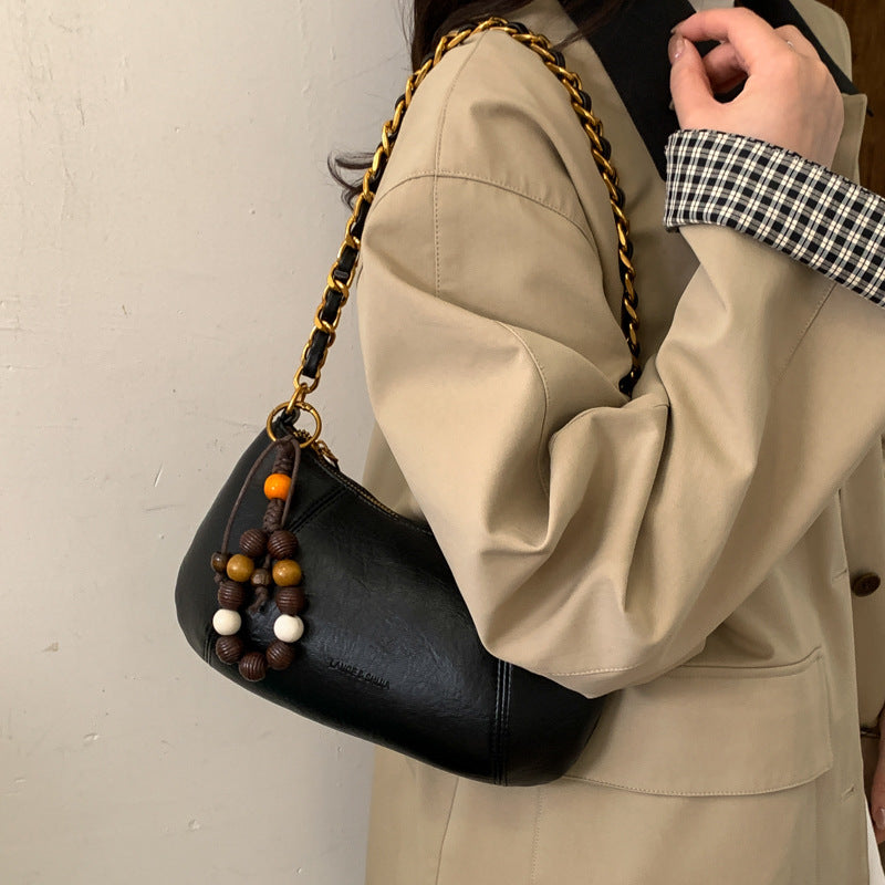 Women's underarm bag 2025 new winter retro niche chain shoulder bag suede high-end crossbody bag