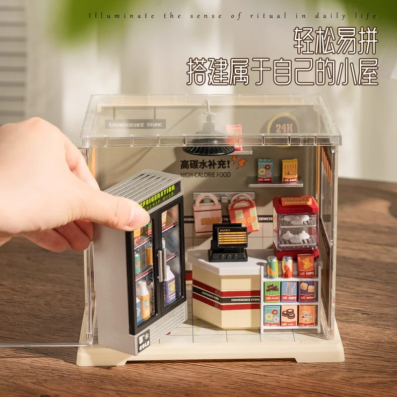Diy bedroom milk tea shop kitchen building blocks - 3d handmade architectural model combination house toy for girls