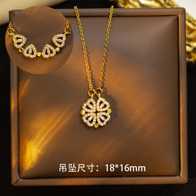 [set] cross-border fashion elegant light luxury full zirconium sweater chain exquisite copper micro-embedded earrings necklace jewelry combination