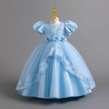 Ready-to-ship wholesale princess dresses with puff sleeves and lace detailing, perfect for children's formal wear, birthdays, piano recitals, and performances. kids' dresses