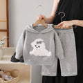 Kids' sweater set - new autumn/winter collection - baby girl cute cartoon puppy hooded knit sweater and pants set