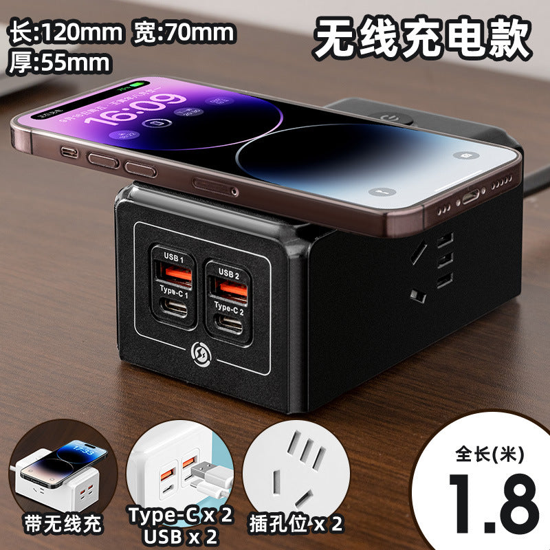 60w wireless phone charging socket panel multifunctional with usb fast charging power strip home dormitory power strip