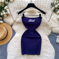 K-style lazy style sleeveless red a-line dress women's summerembroider waist silmslimming lookwork clothingelegant skirt