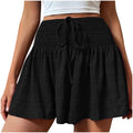 cross-border  european and american women's summer fashion solid color drawstring athletic shorts