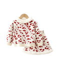 Kidssweatersuitsweet gentle super good-looking female soft and waxy printing leopard print stereo fur collar pulloversweater