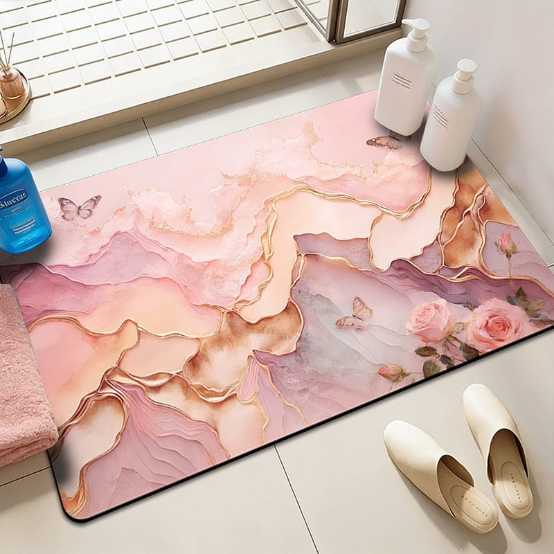 dropshipping oil painting style marble diatom mud bathroom non-slip mat water-absorbent quick-drying floor mat
