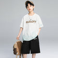 Boys' short-sleeve and shorts set: trendy crew neck t-shirt for boys, summer , versatile base layer, athletic top