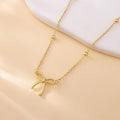 Amazon's new fashion simple bow pendant women's necklace alloy light luxury clavicle chain christmas gift