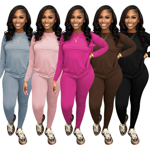 YM013-D5 European and American women's clothing fashion casual milk silk double grinding two-piece set