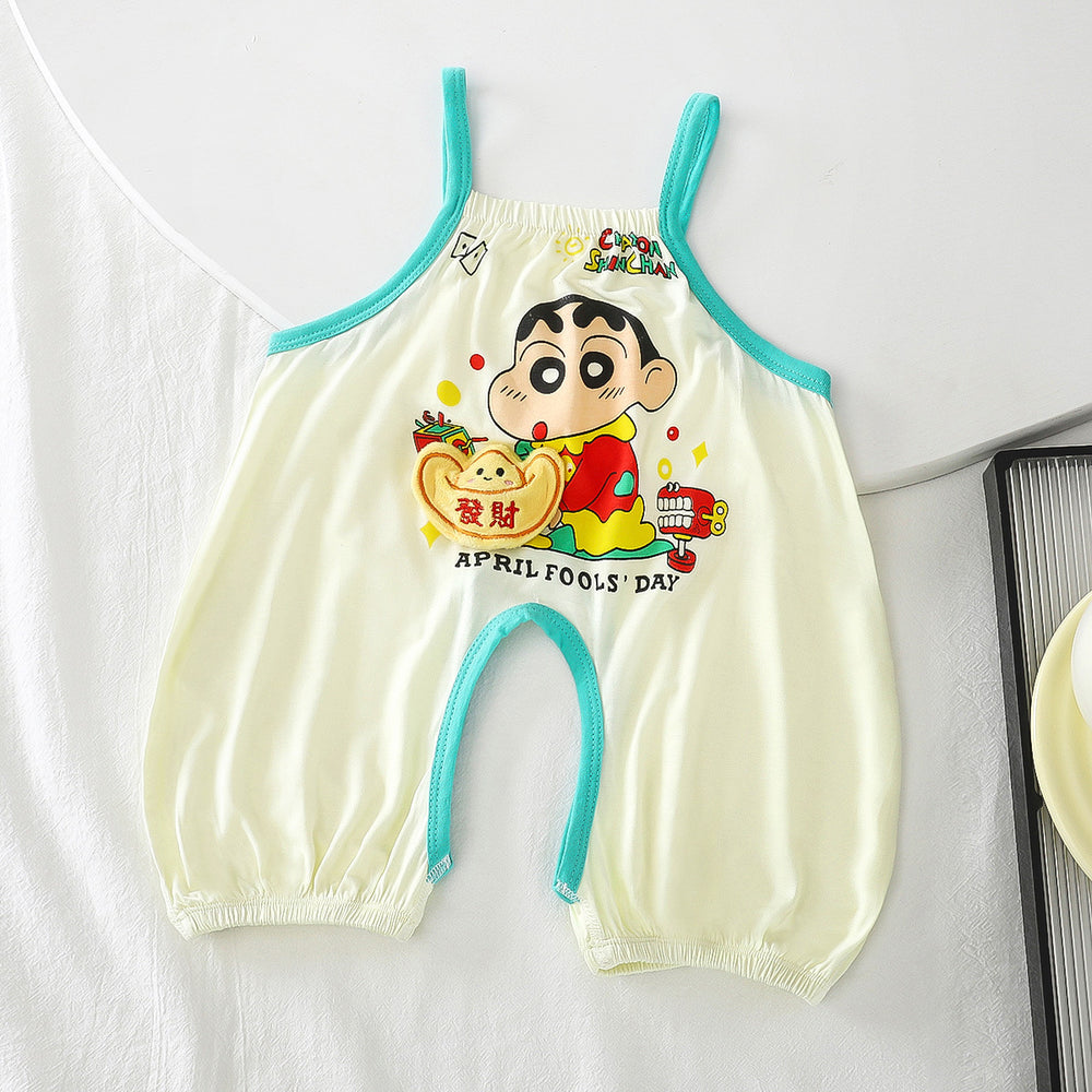 Comfortable and breathable baby romper - summer newborn outfit with open crotch - adorable crawling suit for summer