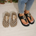 Wholesale women's plus size platform slides with embroidered detail, metal buckle, lightweight beach sandals - perfect for export