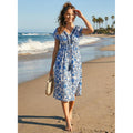 Amazon chic floral dress - women's  summer new arrival: loose a-line casual v-neck beach dress