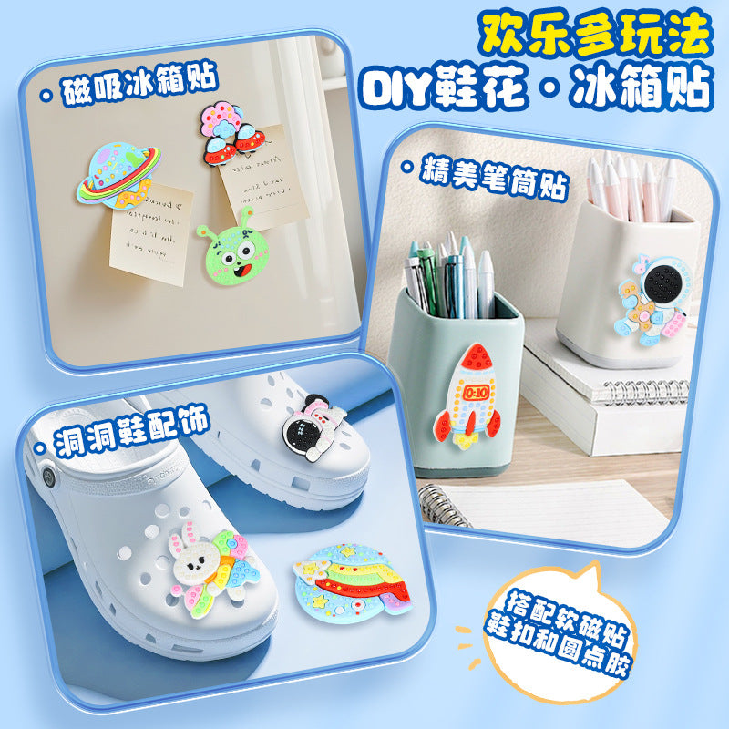 Kids' diy bead dotting pen cartoon astronaut pvc sticker educational toy wholesale mini box set (boys & girls)