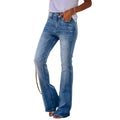 independent station  new arrivaleleganteasiest for matchslimming look mid-waist washed slightly flared denim pants for women trendy