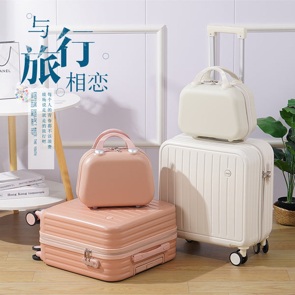 Suitcase Women's 18-inch suitcase Small and lightweight trolley case New boarding case Silent universal wheel password leather case