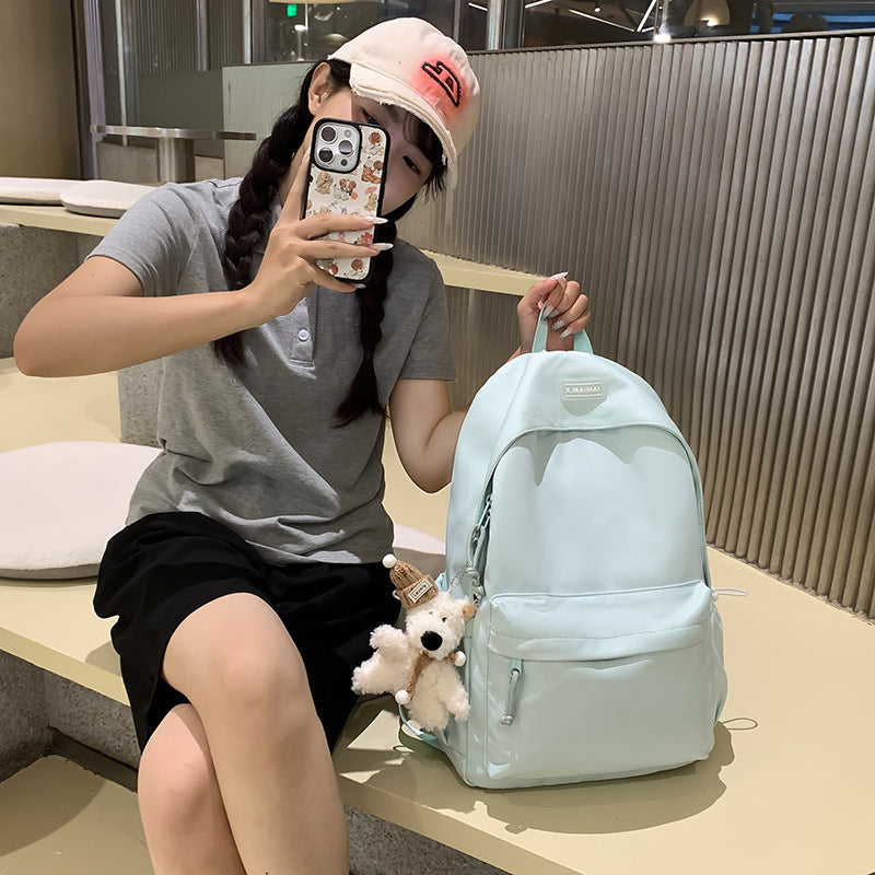 Japanese-inspired, effortlessly chic backpack. new, sweet, solid-color design for elementary school students. a fresh, versatile, lightweight backpack perfect for school