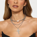 European and american cross-border jewelry: fashionable, light luxury, full diamond cross pendant necklace, multi-layered punk minimalist choker