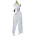 Fashion cross-border women's clothing  summer new arrivalelegant round neck sleeveless diamond-encrusted vest vest high waistpantssuit