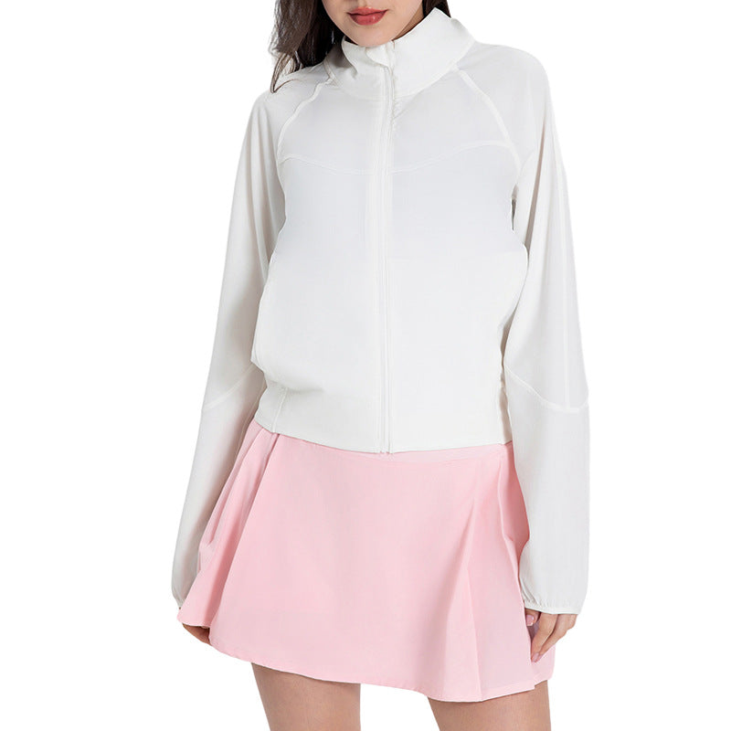 New outdoor breathable ice-silk upf50+ sun protection jacket for women - fashionable, moisture-wicking, loose-fit activewear (dss065)