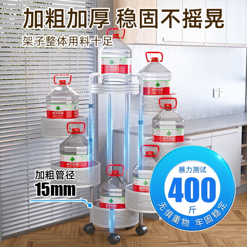360-degree rotating vegetable organizer, kitchen floor-standing multi-tier round storage rack, dedicated basket storage for vegetables