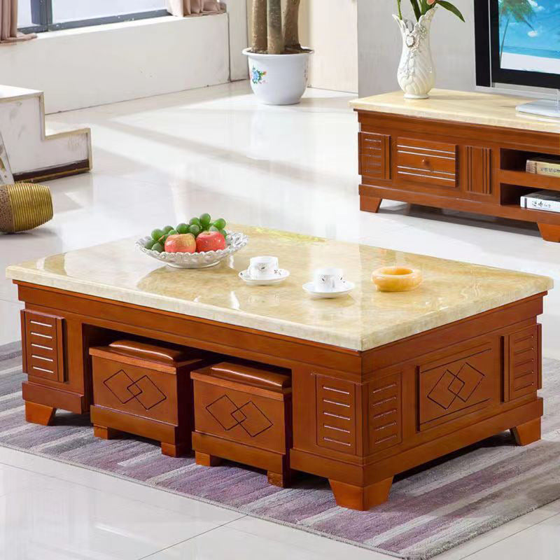 New chinoiserie solid wood coffee table tv cabinet stone surface classy fully equipped storage suitable for for home office tv cabinet
