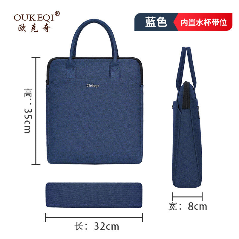 Vertical oxford cloth briefcase - large capacity document bag, customizable with printing, hand-carry gift, conference organizer, office & business bag